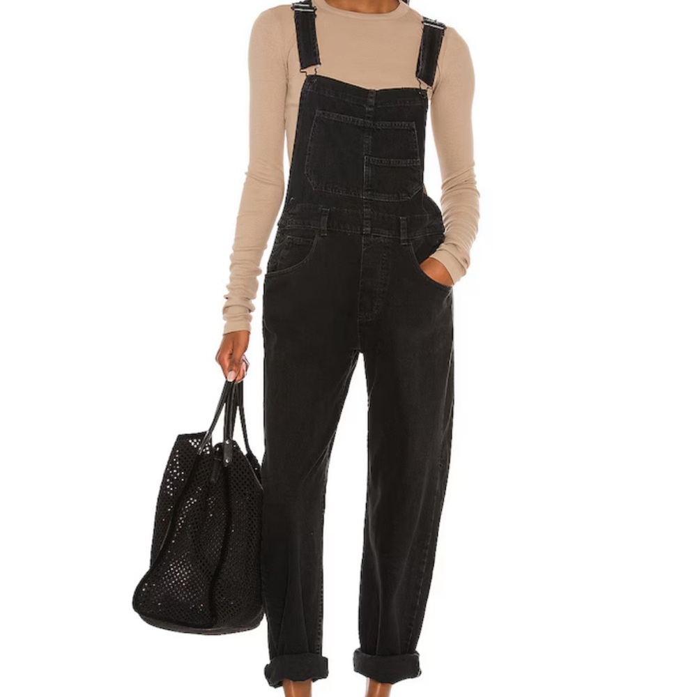 New with tags Free People Ziggy Black Denim Overalls size Small